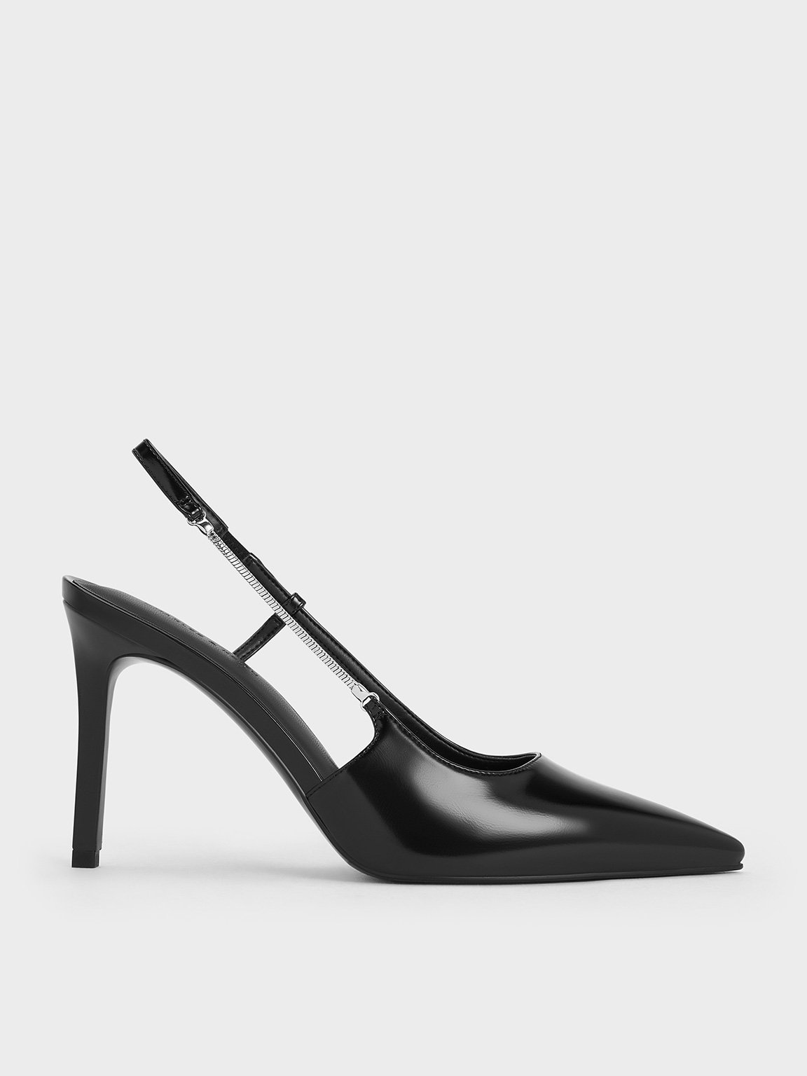 Black Box Chain-Strap Pointed-Toe Slingback Pumps - CHARLES