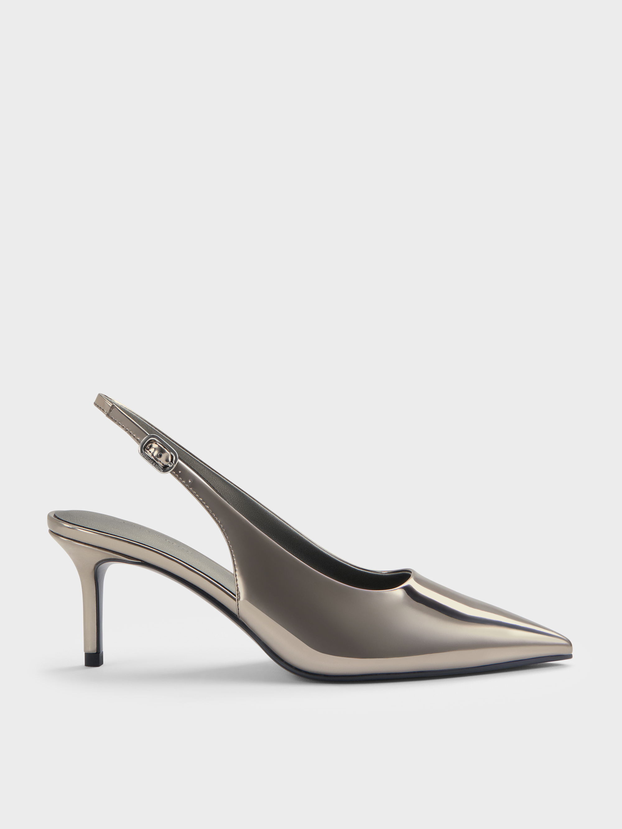 Kaia Metallic Slingback Pumps - Pewter - CHARLES & KEITH VN