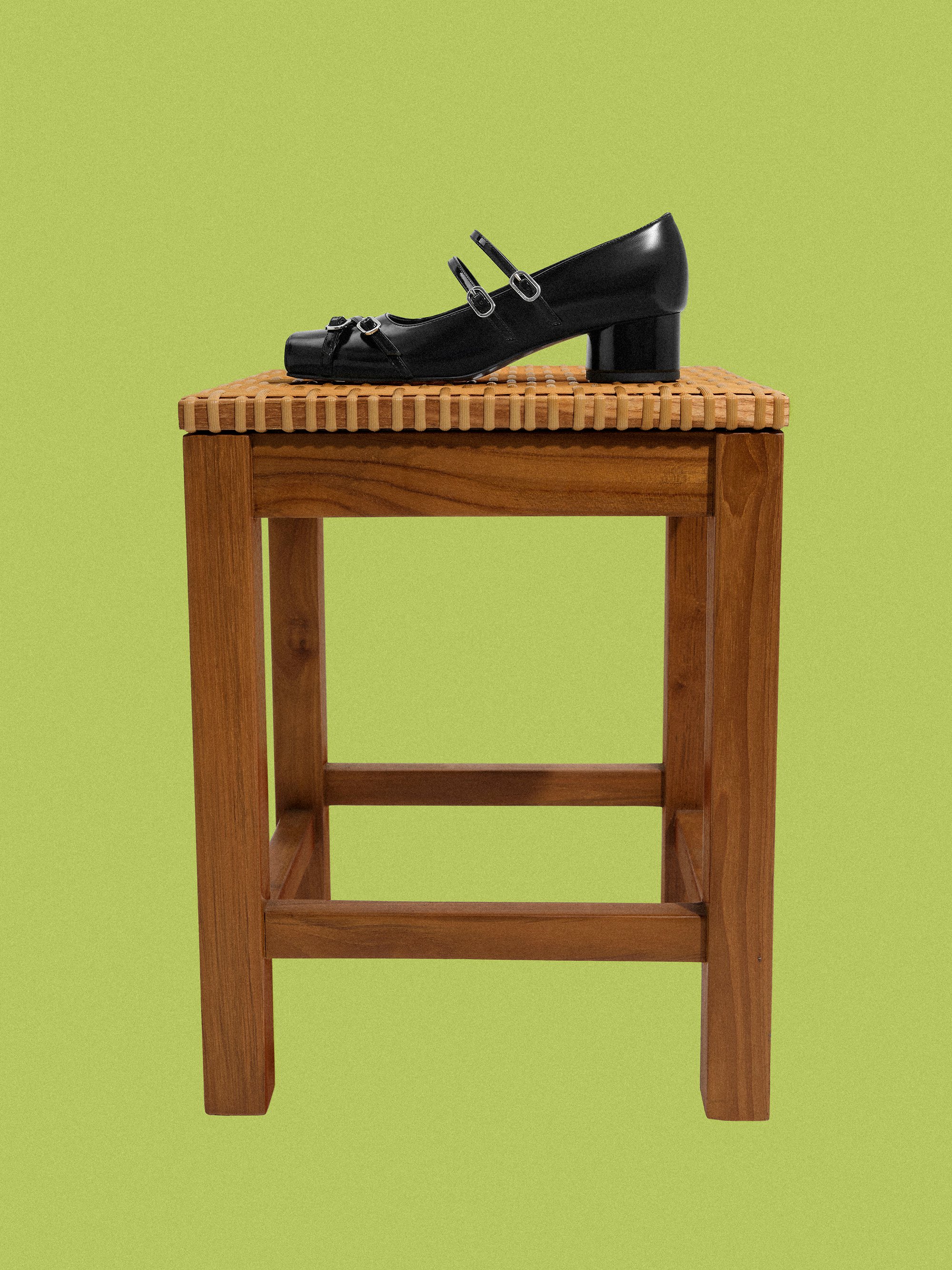 Janis Double-Strap Mary Jane Pumps, Black Boxed, hi-res