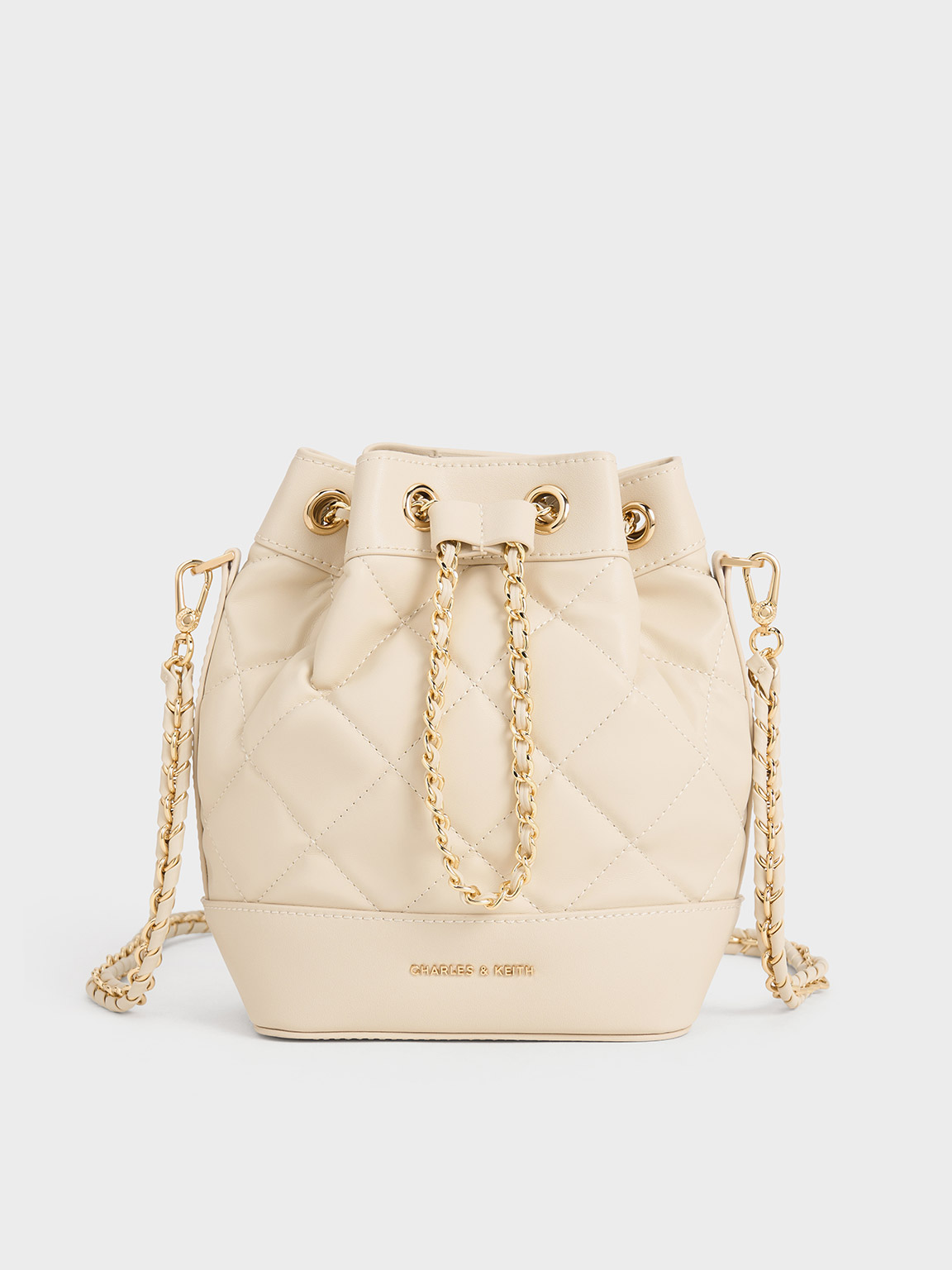 Beige Julia Quilted Two-Way Bucket Bag - Beige - CHARLES & KEITH VN
