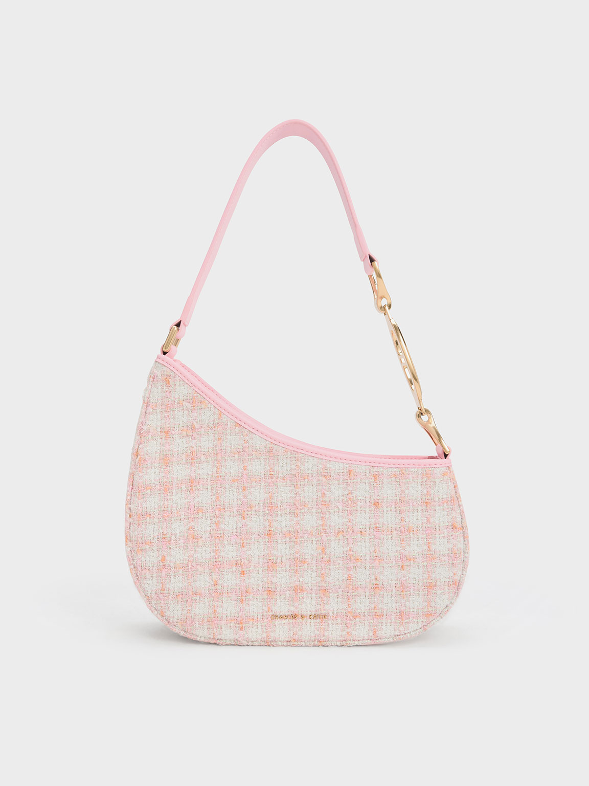 Pink Tweed Asymmetrical Shoulder Bag - Pink - CHARLES & KEITH VN