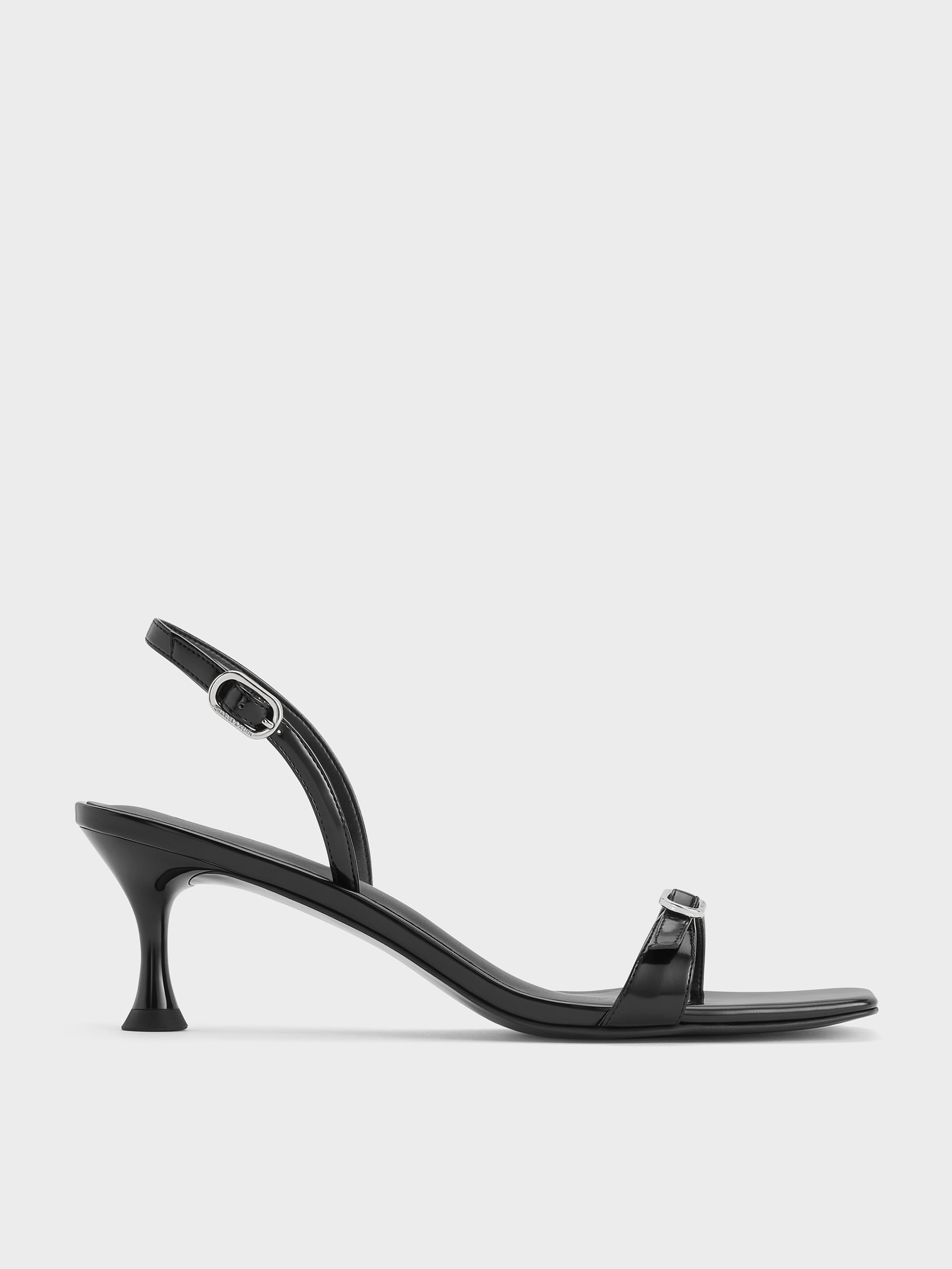 Buckled Slingback Kitten Heels - Black Boxed - CHARLES & KEITH VN
