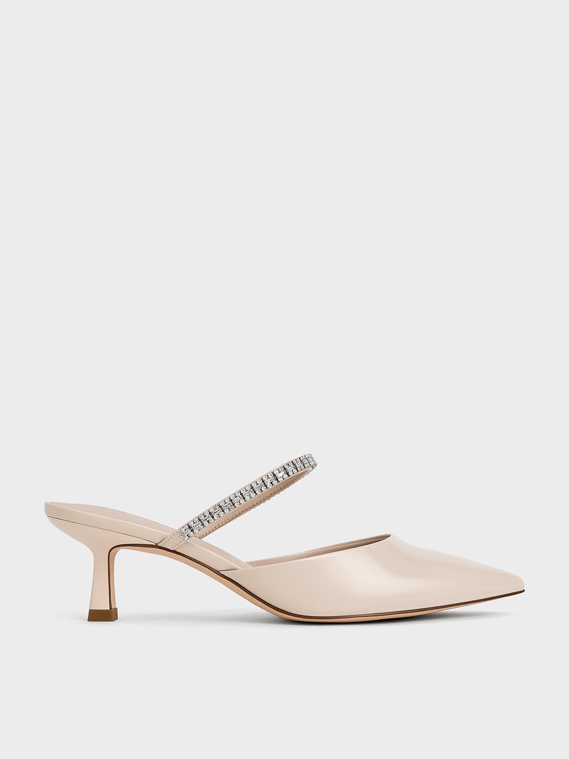Ambrosia Gem-Embellished Pointed-Toe Mules - Cream - CHARLES & KEITH VN