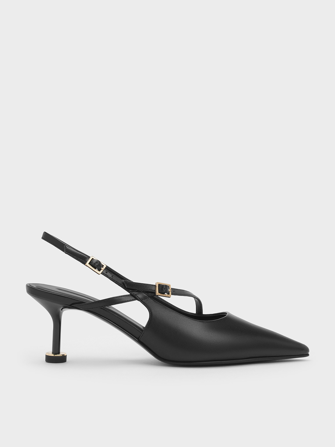 靴 Curved Line Sling Back Heels Black Wynn Buckled Sculptural-Heel Slingback Pumps - CHARLES