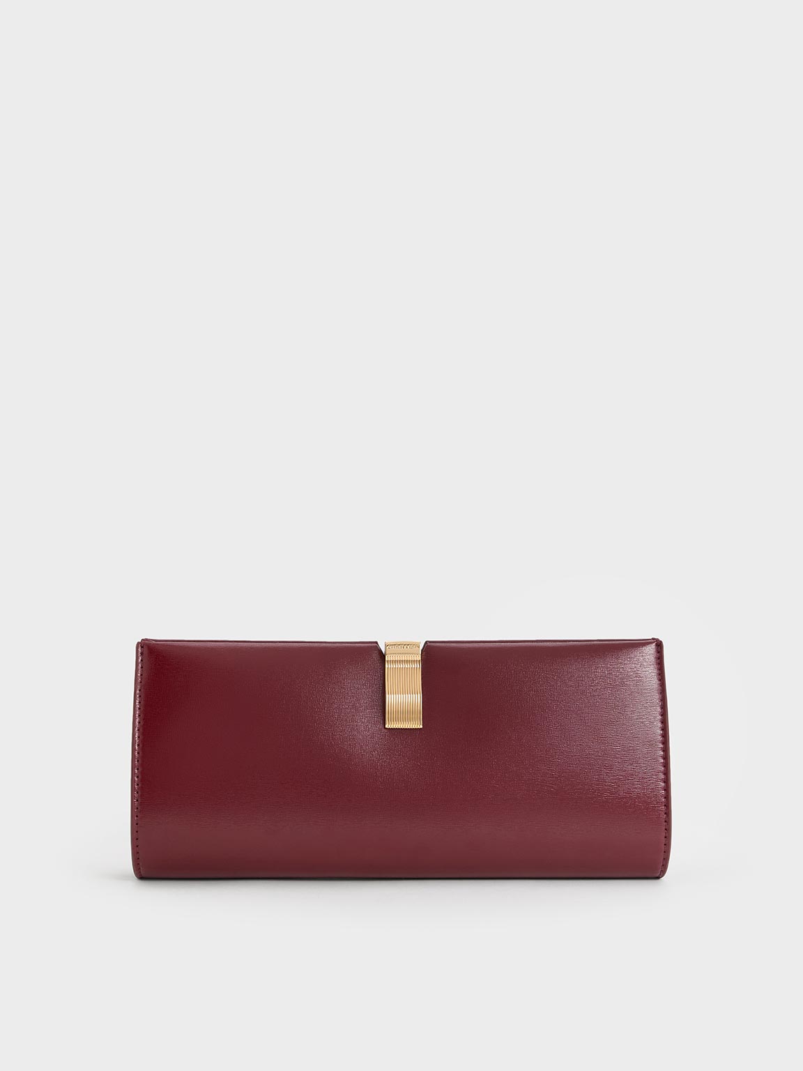 Wisteria Metallic-Accent Clutch - Burgundy - CHARLES & KEITH VN