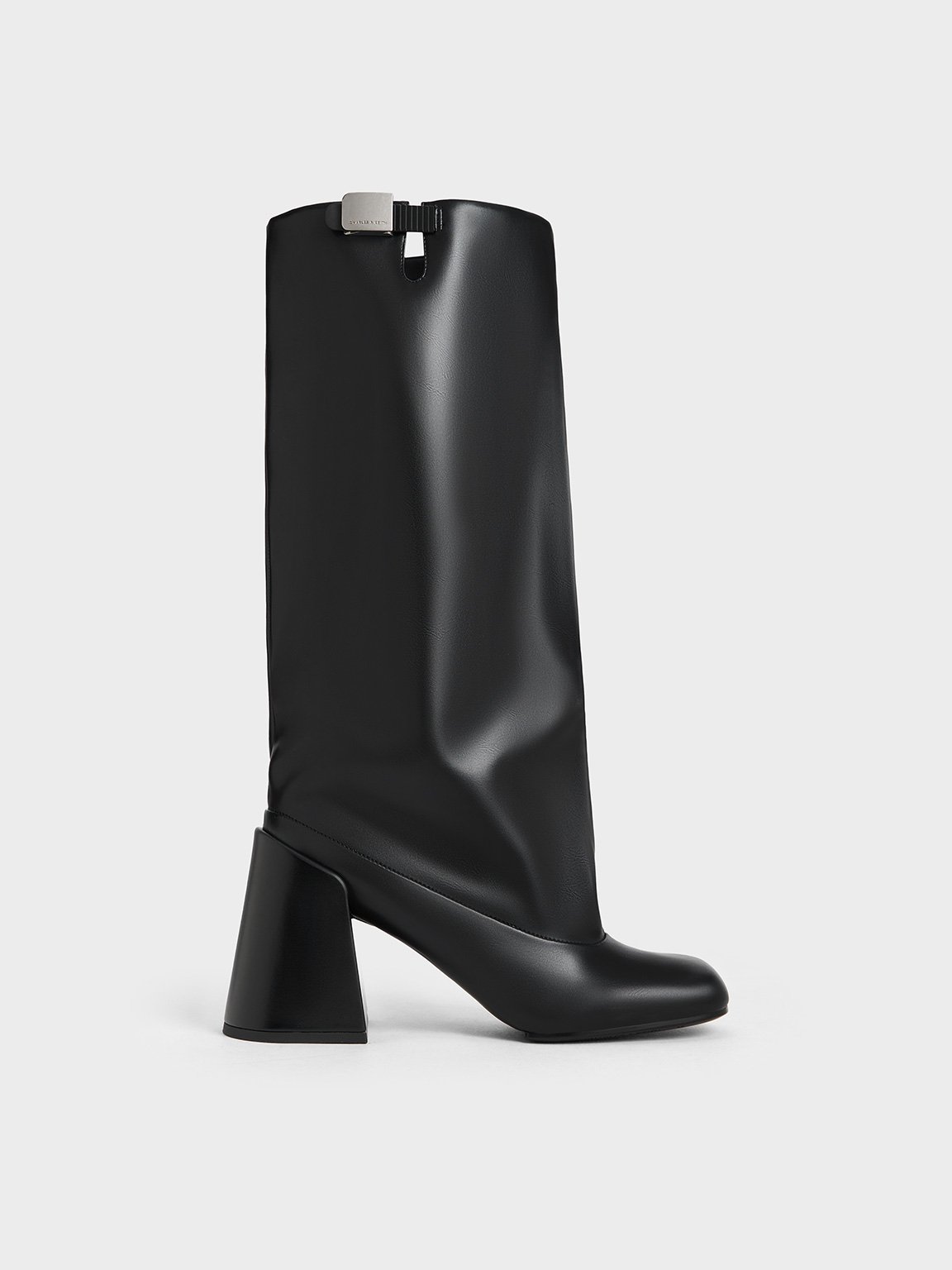 Black Robbie Platform Knee-High Boots CHARLES KEITH