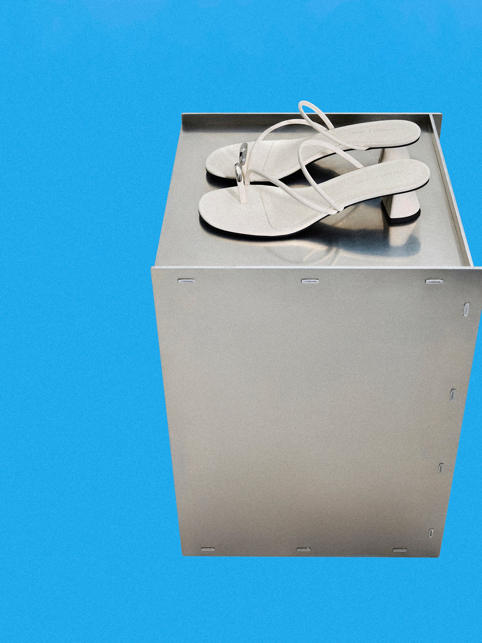 Toe-Ring Strappy Heels, Chalk, hi-res