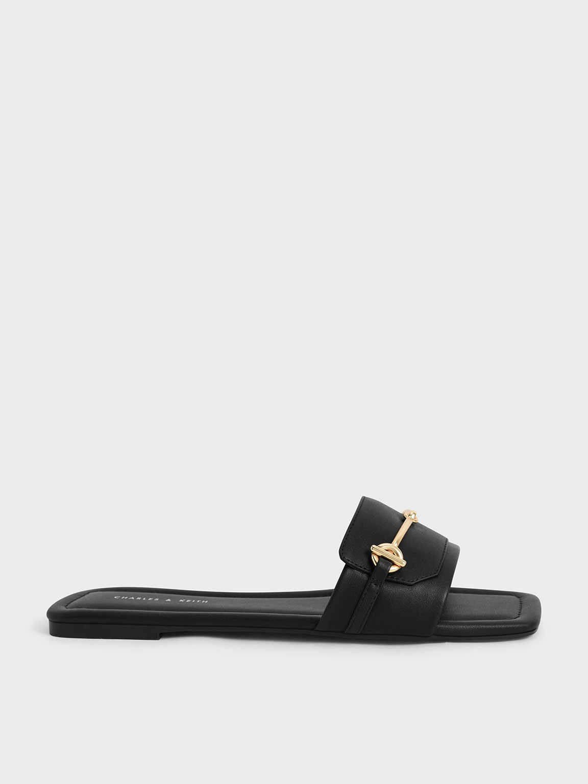 Dép nữ quai ngang Metallic Accent black (Đen) | Giày - CHARLES & KEITH VN