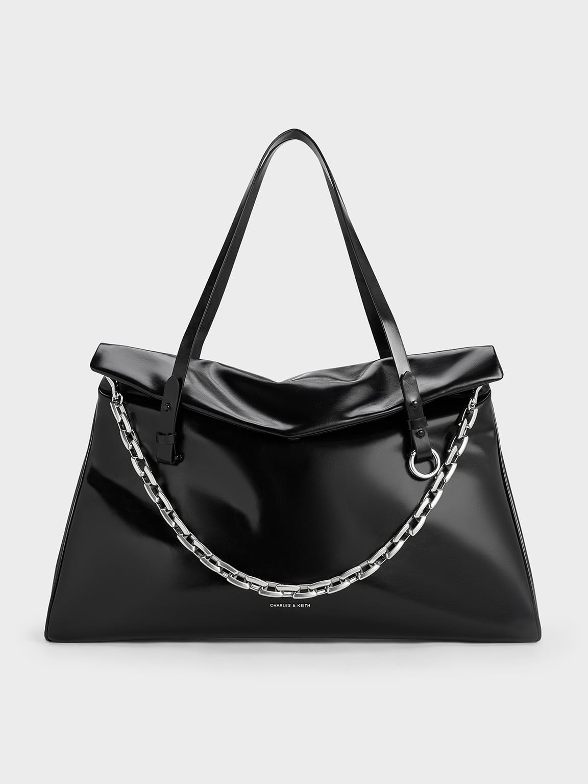 Andromeda Chunky-Chain Trapeze XL Tote Bag - Noir - CHARLES & KEITH VN