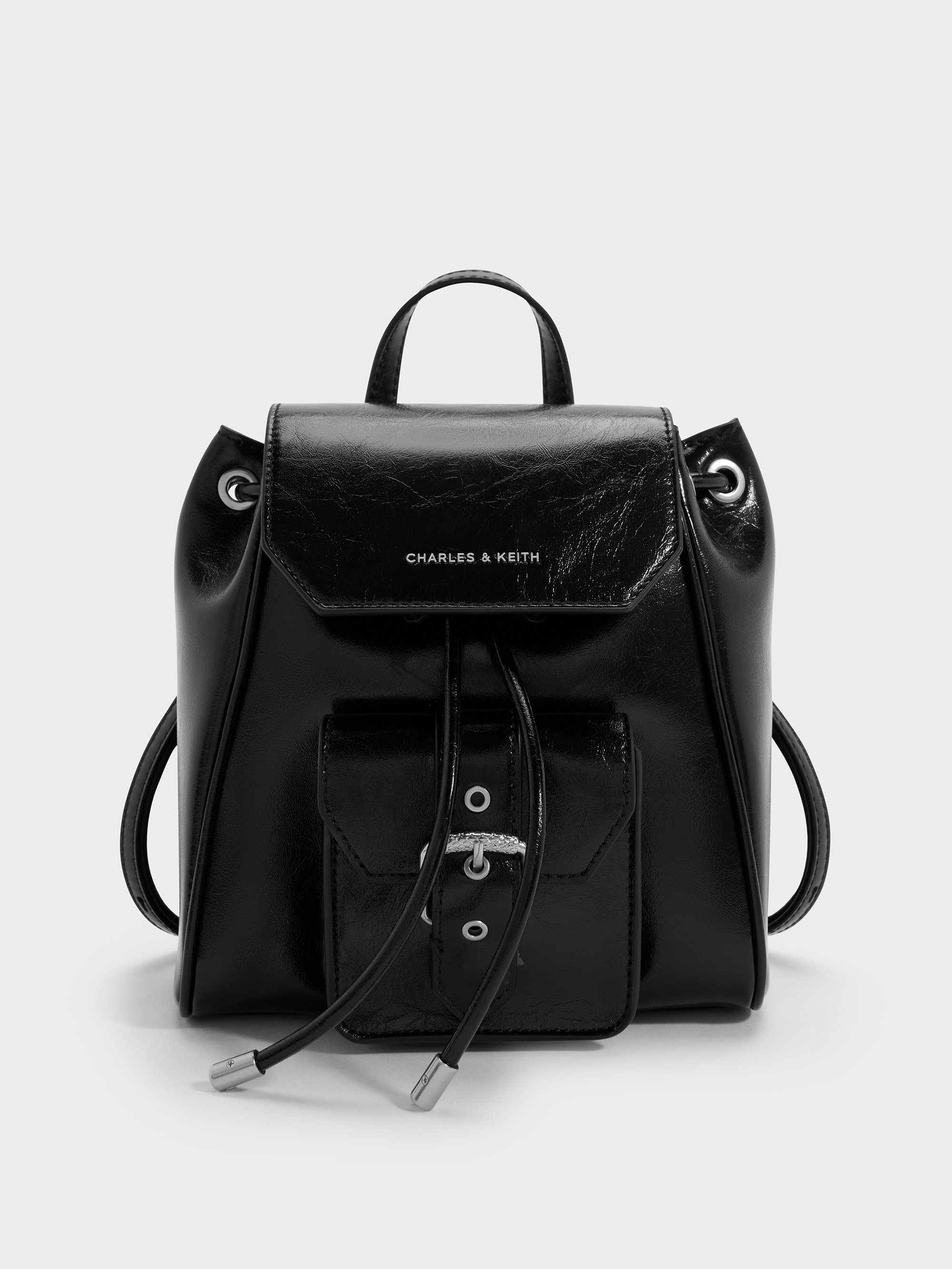 Blaise Front-Pocket Backpack - Noir - CHARLES & KEITH VN